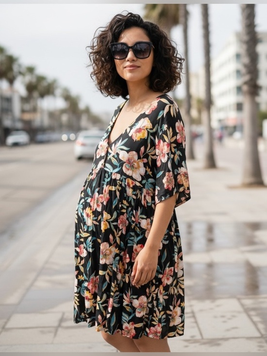 I Joah Other - NWOT I Joan Women’s Black Floral Swim Cover-Up Dress